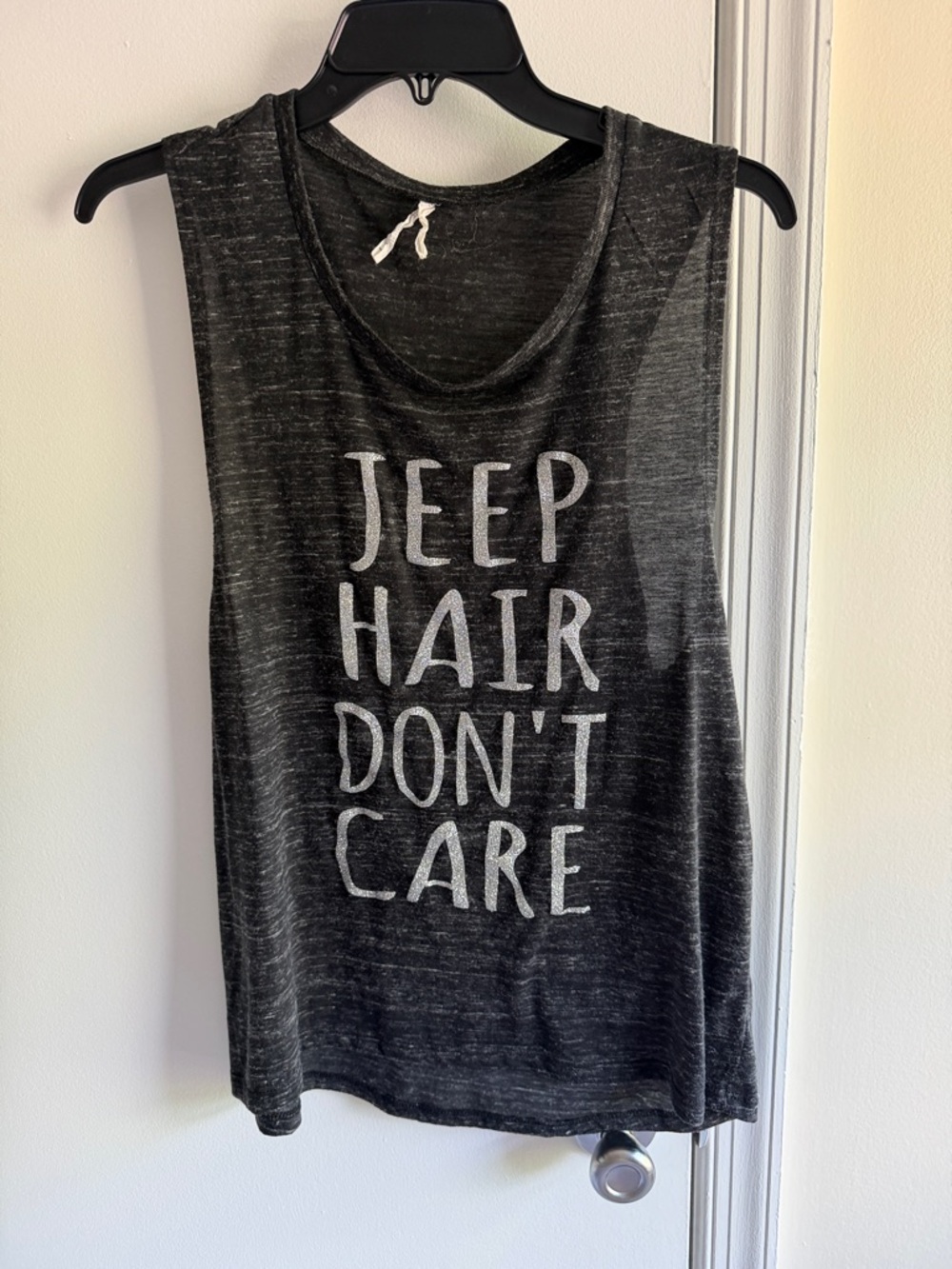 Women’s Black Graphic Muscle Tank - "Jeep Hair Don't Care"